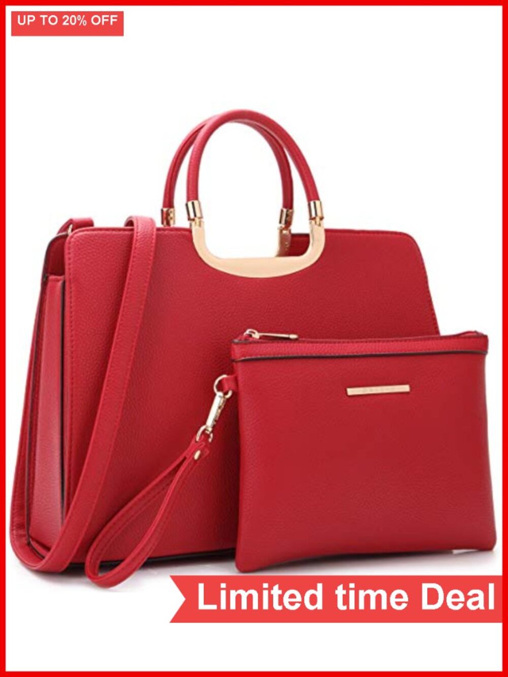 Vegan Leather Satchel Handbag Tote with Matching Wallet Work Bag